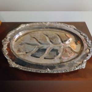 Elegant Footed Oval Silverplate Serving Tray